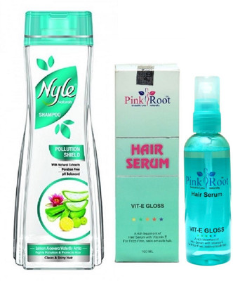 

Pink Root Hair Serum 100ml, Nyle 800ml Pollution Shield Shampoo(Set of 2)