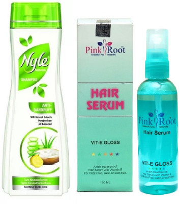 

Pink Root Hair Serum 100ml, Nyle 400ml Anti Dandruff Shampoo(Set of 2)