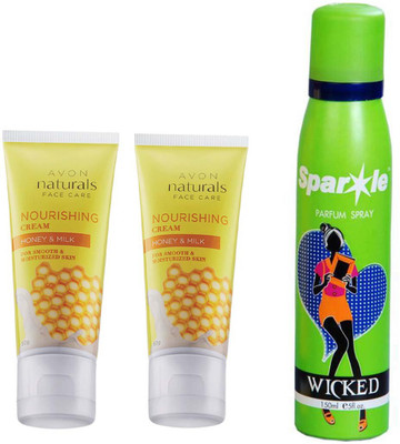 

Avon Anew two NATURALS NURISHING HONEY & MILK CREAM (50 g) With one sparkle perfume spray 150 ml(Set of 3)