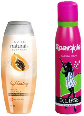 

Avon Anew Naturals Papaya & Soy Milk Hand & Body Lotion (100 ml) With one sparkle perfume spray 150 ml(Set of 2)