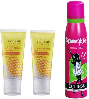 

Avon Anew two NATURALS NURISHING HONEY & MILK CREAM (50 g) With one sparkle perfume spray 150 ml(Set of 3)