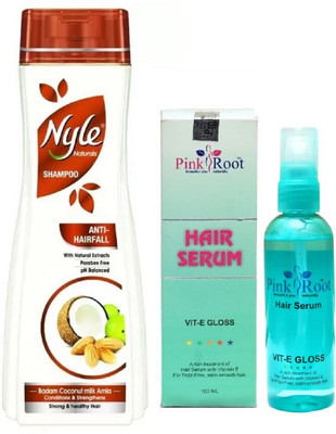 

Pink Root Hair Serum 100ml, Nyle 400ml Anti Hair Fall Shampoo(Set of 2)