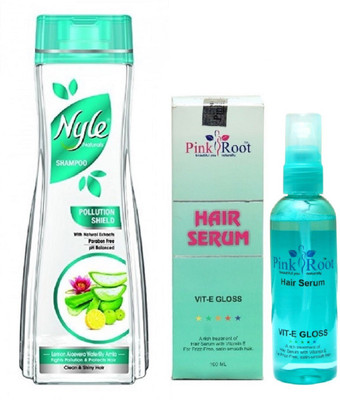 

Pink Root Hair Serum 100ml, Nyle 180ml Pollution Shield Shampoo(Set of 2)