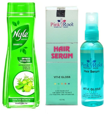 

Pink Root Hair Serum 100ml, Nyle 800ml Dryness Hydration Shampoo(Set of 2)