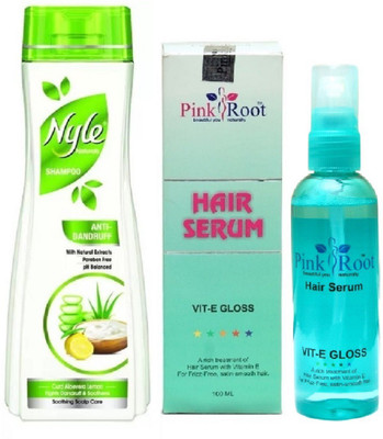 

Pink Root Hair Serum 100ml, Nyle 180ml Anti Dandruff Shampoo(Set of 2)