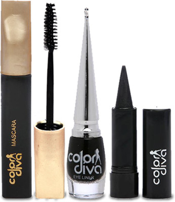 

Color Diva Black Mascara, Kajal & Eyeliner(Set of 3)