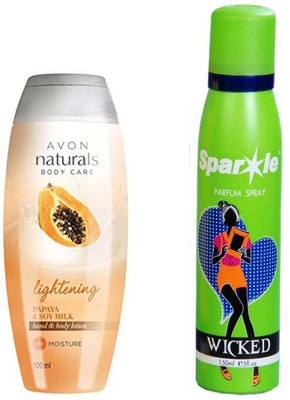 

Avon Anew Naturals Papaya & Soy Milk Hand & Body Lotion (100 ml) With one sparkle perfume spray 150 ml(Set of 2)