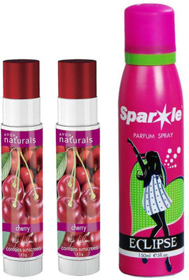 

Avon Anew two Naturals Lip Balm Cherry (4.5 g) With one sparkle perfume spray 150 ml(Set of 3)