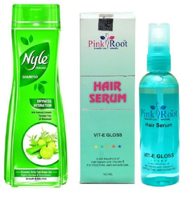 

Pink Root Hair Serum 100ml, Nyle 400ml Dryness Hydration Shampoo(Set of 2)