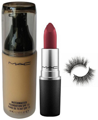 

studio Of Eyelashes, Mac Lipstick Diva 3 gm with Mac Matchmaster Foundation(Set of 3)