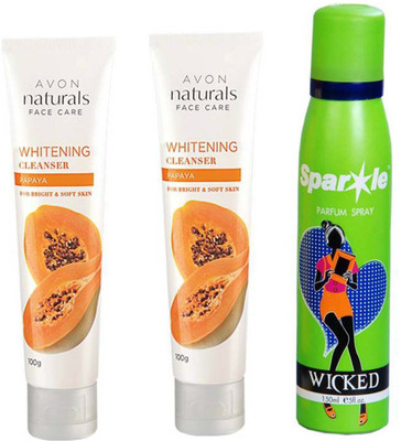 

Avon Anew two Naturals Papaya Cleanser (100 g) With one sparkle perfume spray 150 ml(Set of 3)