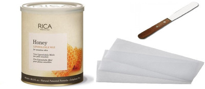 

Rica Honey Liposoluble wax For Sensitive Skin 800 ml + 1 Waxing Strips Packet (50 strips) + 1 Spatula(Set of 3)