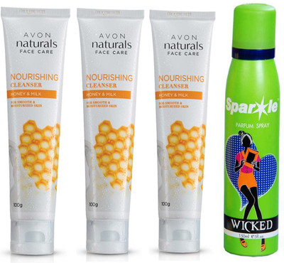 

Avon Anew three Nourishing Honey & Milk Cleanser (100 g) With one sparkle perfume spray 150 ml(Set of 4)
