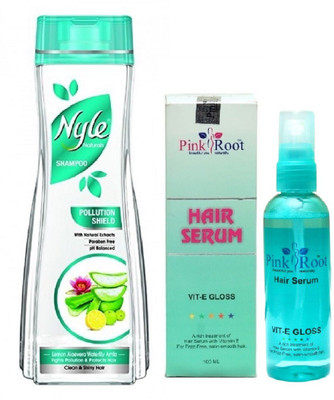 

Pink Root Hair Serum 100ml, Nyle 400ml Pollution Shield Shampoo(Set of 2)
