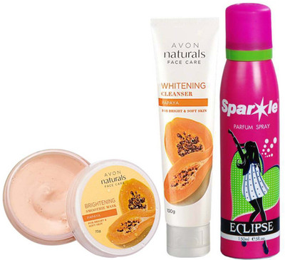 

Avon Anew papaya whitening smoothies face mask (75 g) & Naturals Papaya Cleanser (100 g) With one sparkle perfume spray 150 ml(Set of 3)
