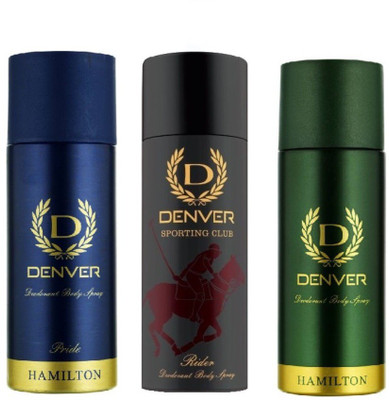 

Denver SPORTING CLUB NEW RIDER, Pride & Hamilton Deodorant Spray - For Men(495 ml, Pack of 3)