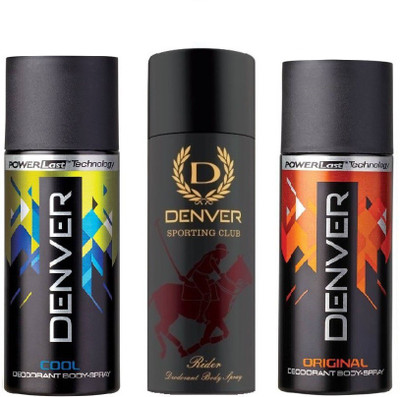 

Denver RIDER, COOL & Original Deodorant Spray - For Men(495 ml, Pack of 3)
