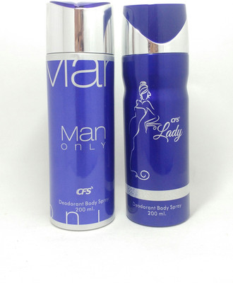 

CFS Man Only Blue and Lady Deodorant Spray - For Men & Women(400 ml, Pack of 2)