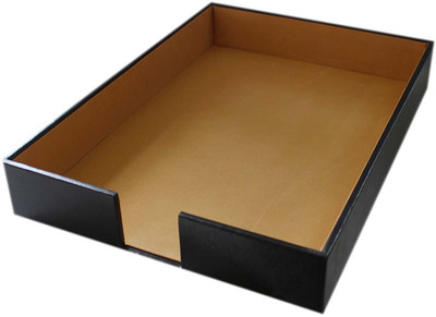 

Tootpado 1 Compartments Leather Office Paper Tray - Black (8DOR51) - Stackable Letter Trays(Black)