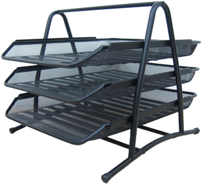 

Tootpado 3 Compartments Metal Mesh Document Tray - (8DOR01) - Stackable Letter Trays(Black)