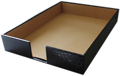 

Tootpado 1 Compartments Leather Office Paper Tray Crocodile Print - Black (8DOR53) - Stackable Letter Trays(Black)