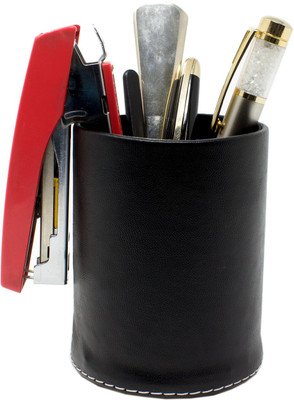 

Tootpado 1 Compartments Leather Round Pen Stand for Office Table - Black (8DOR29) - Stationary Organiser For Desk(Black)