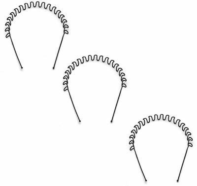 

kostech Metal Black Wire Curled Zig Zag Wavy Unisex Pack Of 3 Hair Band(Black)