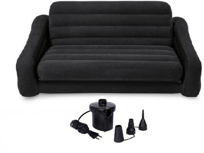INTEX sofa cum bed with electric air pump Velvet 4 Seater Inflatable Sofa(Color - black, DIY(Do-It-Yourself)) INTEX sofa cum bed with electric air pump Velvet 4 Seater Inflatable Sofa(Color - black, DIY(Do-It-Yourself))