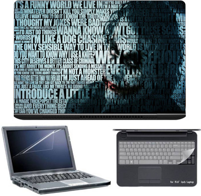Gallery 83 ® joker bat series laptop skin sticker combo kit 3 in 1 key guard with screen guard 15.6 inch 1963 Combo Set(Multicolor)