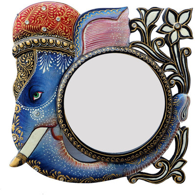 

Dhawan Elephant Face Mirror 12" x 12 " Frame Decorative Mirror(Designer)