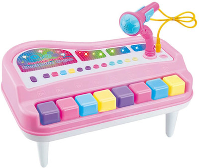 

TALKING GANESHA Musical Instrument Mini Electronic Piano with microphone, 8 types of music, 8 kinds of sound, 8 keys, conversion mode, flashing lights & stand - Multicolor(Multicolor)
