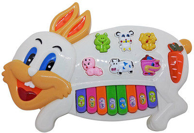 

KGN Stylish Rabbit Musical Piano for Kids With 3 Modes Animal Sounds, Flashing Lights & Wonderful Music(White)