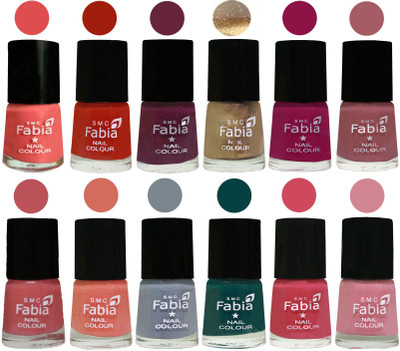 

Fabia Matte Nail Polish Exclusive Combo Salmon, Shock Orange Red, Mulberry, Golden, Raspberry, Lip, Bazooka Joe, Light Peach, Wild Gray Yonder, Dark Green, Shock Pink, Rose(Pack of 12)