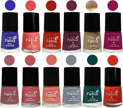 

Fabia Matte Nail Polish Exclusive Combo Shock Blue, Salmon, Shock Orange Red, Mulberry, Golden, Raspberry, Lip, Bazooka Joe, Light Peach, Wild Gray Yonder, Dark Green, Orange(Pack of 12)