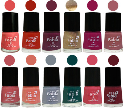

Fabia Matte Nail Polish Exclusive Combo Salmon, Shock Orange Red, Mulberry, Golden, Raspberry, Lip, Bazooka Joe, Light Peach, Wild Gray Yonder, Dark Green, Shock Pink, Jam(Pack of 12)