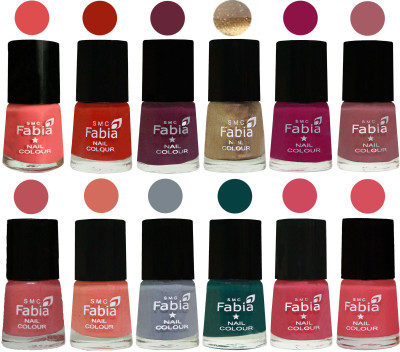 

Fabia Matte Nail Polish Exclusive Combo Salmon, Shock Orange Red, Mulberry, Golden, Raspberry, Lip, Bazooka Joe, Light Peach, Wild Gray Yonder, Dark Green, Shock Pink, Punch Pink(Pack of 12)