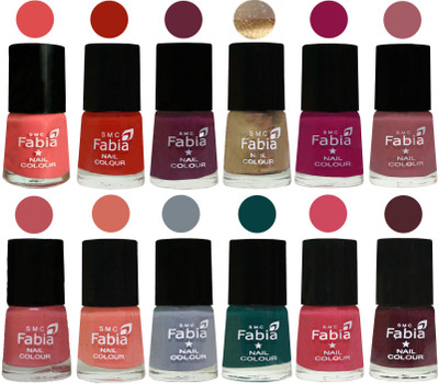 

Fabia Matte Nail Polish Exclusive Combo Salmon, Shock Orange Red, Mulberry, Golden, Raspberry, Lip, Bazooka Joe, Light Peach, Wild Gray Yonder, Dark Green, Shock Pink, Wine(Pack of 12)
