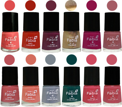 

Fabia Matte Nail Polish Exclusive Combo Salmon, Shock Orange Red, Mulberry, Golden, Raspberry, Lip, Bazooka Joe, Light Peach, Wild Gray Yonder, Dark Green, Shock Pink, Light Pink(Pack of 12)
