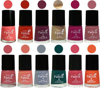 

Fabia Matte Nail Polish Exclusive Combo Salmon, Shock Orange Red, Mulberry, Golden, Raspberry, Lip, Bazooka Joe, Light Peach, Wild Gray Yonder, Dark Green, Shock Pink, Sour Orange(Pack of 12)