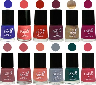 

Fabia Matte Nail Polish Exclusive Combo Shock Blue, Salmon, Shock Orange Red, Mulberry, Golden, Raspberry, Lip, Bazooka Joe, Light Peach, Wild Gray Yonder, Dark Green, Shock Pink(Pack of 12)