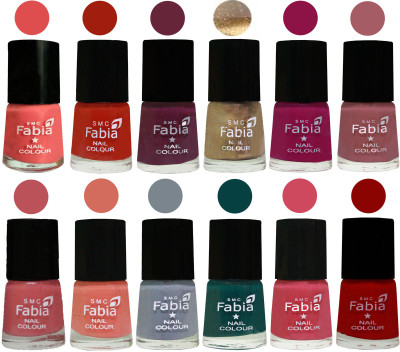 

Fabia Matte Nail Polish Exclusive Combo Salmon, Shock Orange Red, Mulberry, Golden, Raspberry, Lip, Bazooka Joe, Light Peach, Wild Gray Yonder, Dark Green, Shock Pink, Red(Pack of 12)