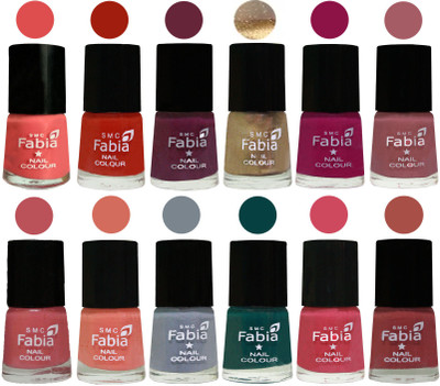 

Fabia Matte Nail Polish Exclusive Combo Salmon, Shock Orange Red, Mulberry, Golden, Raspberry, Lip, Bazooka Joe, Light Peach, Wild Gray Yonder, Dark Green, Shock Pink, Dark Peach(Pack of 12)