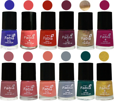 

Fabia Matte Nail Polish Exclusive Combo Shock Blue, Salmon, Shock Orange Red, Mulberry, Golden, Raspberry, Lip, Bazooka Joe, Light Peach, Wild Gray Yonder, Dark Green, Matte Golden(Pack of 12)
