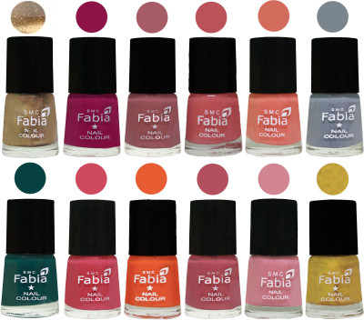 

Fabia Matte Nail Polish Exclusive Combo Golden, Raspberry, Lip, Bazooka Joe, Light Peach, Wild Gray Yonder, Dark Green, Shock Pink, Sour Orange, Mauve Pink, Rose, Matte Golden(Pack of 12)