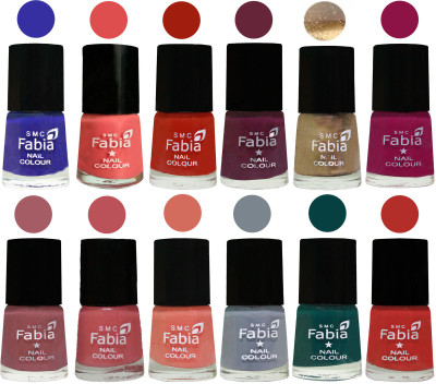 

Fabia Matte Nail Polish Exclusive Combo Shock Blue, Salmon, Shock Orange Red, Mulberry, Golden, Raspberry, Lip, Bazooka Joe, Light Peach, Wild Gray Yonder, Dark Green, Candy Orange(Pack of 12)