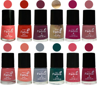 

Fabia Matte Nail Polish Exclusive Combo Salmon, Shock Orange Red, Mulberry, Golden, Raspberry, Lip, Bazooka Joe, Light Peach, Wild Gray Yonder, Dark Green, Shock Pink, Pure Wine(Pack of 12)