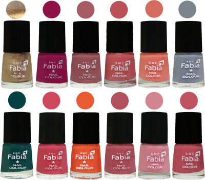 

Fabia Matte Nail Polish Exclusive Combo Golden, Raspberry, Lip, Bazooka Joe, Light Peach, Wild Gray Yonder, Dark Green, Shock Pink, Sour Orange, Mauve Pink, Rose, Coral Pink(Pack of 12)
