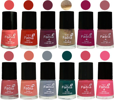 

Fabia Matte Nail Polish Exclusive Combo Salmon, Shock Orange Red, Mulberry, Golden, Raspberry, Lip, Bazooka Joe, Light Peach, Wild Gray Yonder, Dark Green, Shock Pink, Shock Pink Light(Pack of 12)