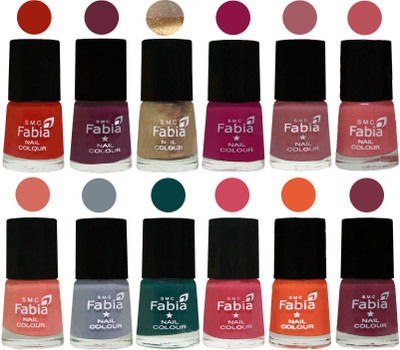 

Fabia Matte Nail Polish Exclusive Combo Shock Orange Red, Mulberry, Golden, Raspberry, Lip, Bazooka Joe, Light Peach, Wild Gray Yonder, Dark Green, Shock Pink, Sour Orange, Plum(Pack of 12)
