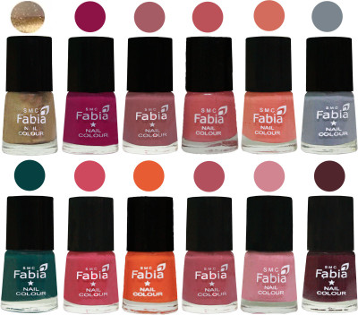 

Fabia Matte Nail Polish Exclusive Combo Golden, Raspberry, Lip, Bazooka Joe, Light Peach, Wild Gray Yonder, Dark Green, Shock Pink, Sour Orange, Mauve Pink, Rose, Wine(Pack of 12)